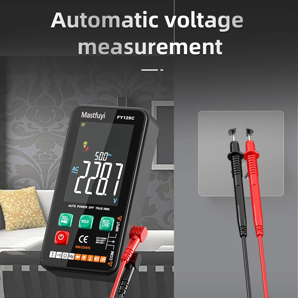 Digital Multimeter 128C/129C Colour Screen Universal Meter Profesional Electrician Tester DC AC Voltage Capacitance Multimeter