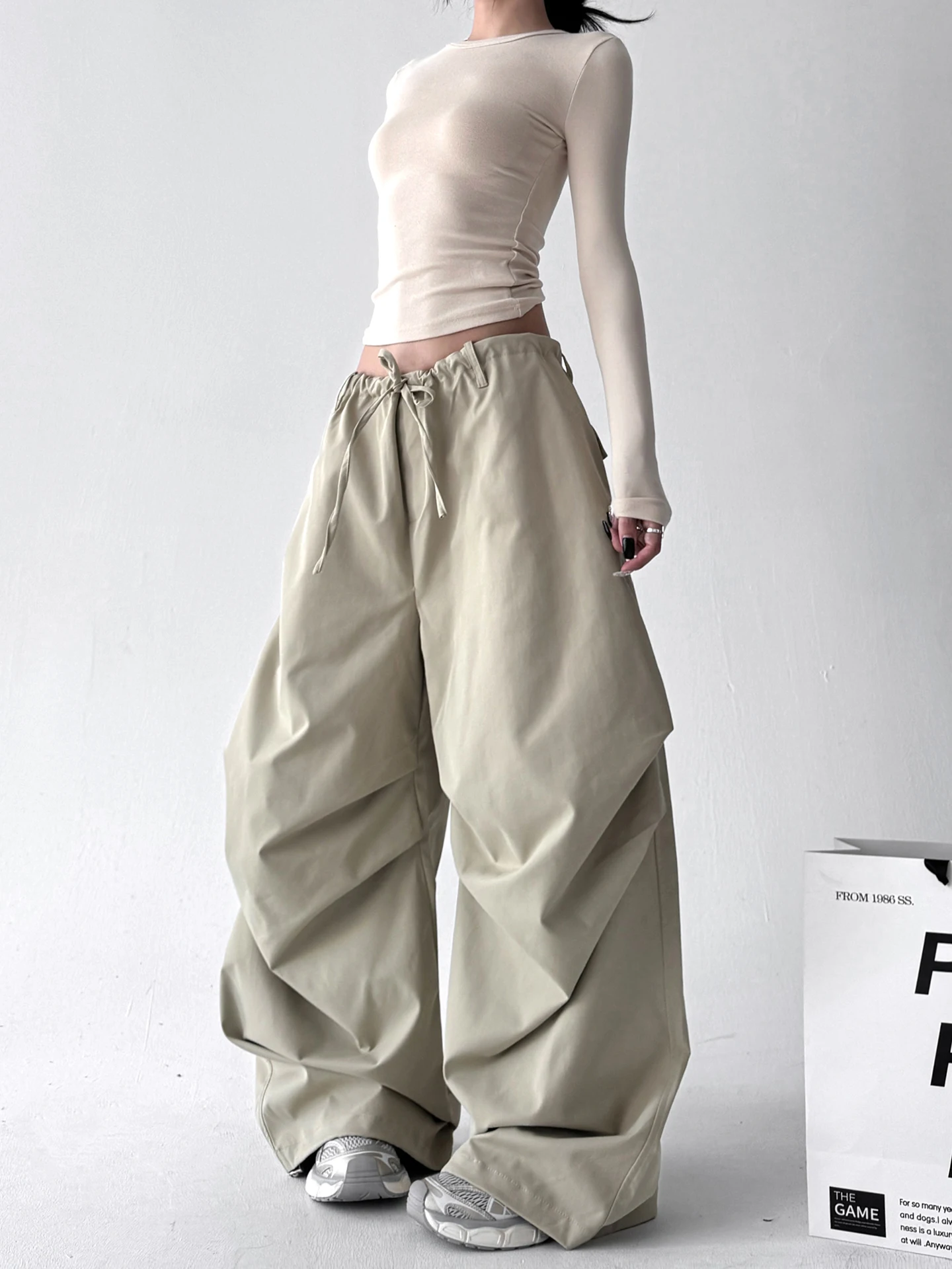 Loose Casual Sle Women's Work Pants Elastic Bend High Waist Wide Leg Comfortable Fit Autumn Faion Trend Straight Cut