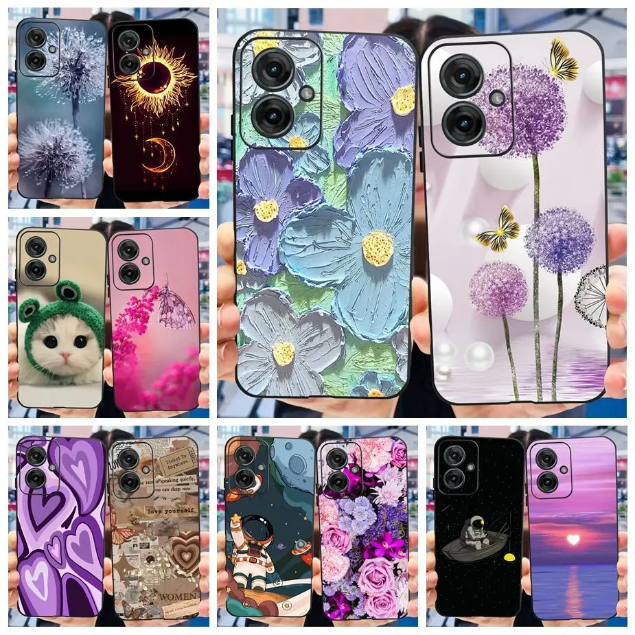 Luxury Flowers Painted Cover For Motorola Moto G55 5G Case Luquid Silicone Soft TPU Phone Case For Moto G55 G 55 MotoG55 5G Bags