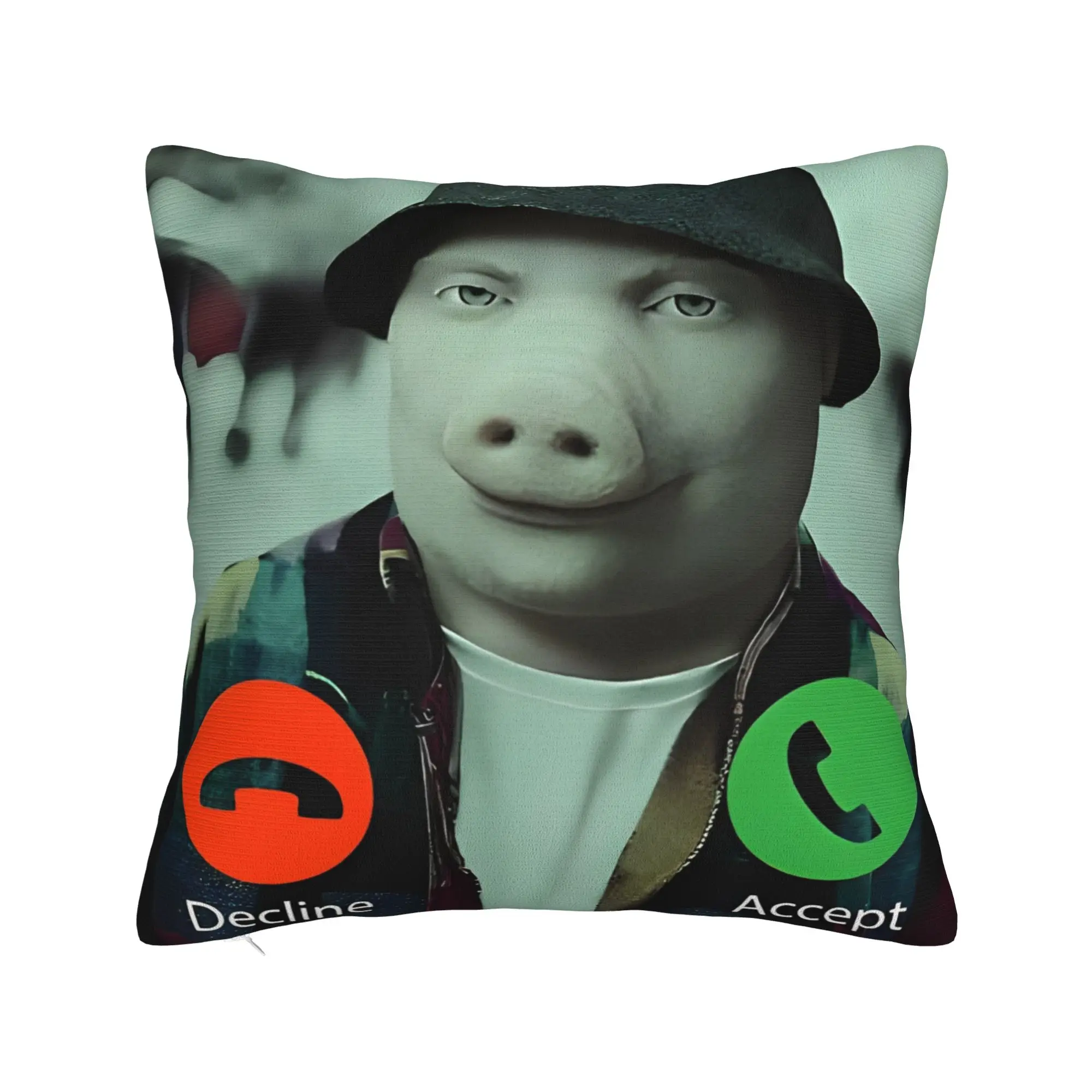 John Pork Is Calling Square Pillow Case  Cushion Cover Novelty Zipper Decorative Pillowcase for Living Room 45x45cm