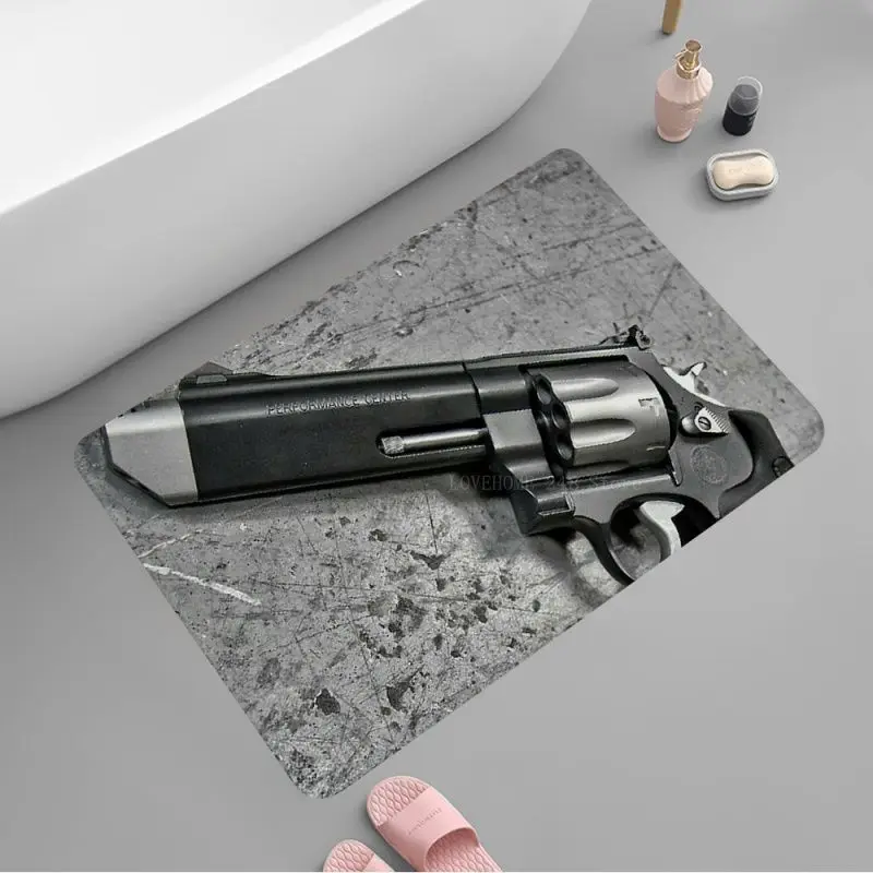 Rifle Pistol Revolver Gun Room Mats INS Style Soft Bedroom Floor House Laundry Room Mat Anti-skid Doormat Area Rug