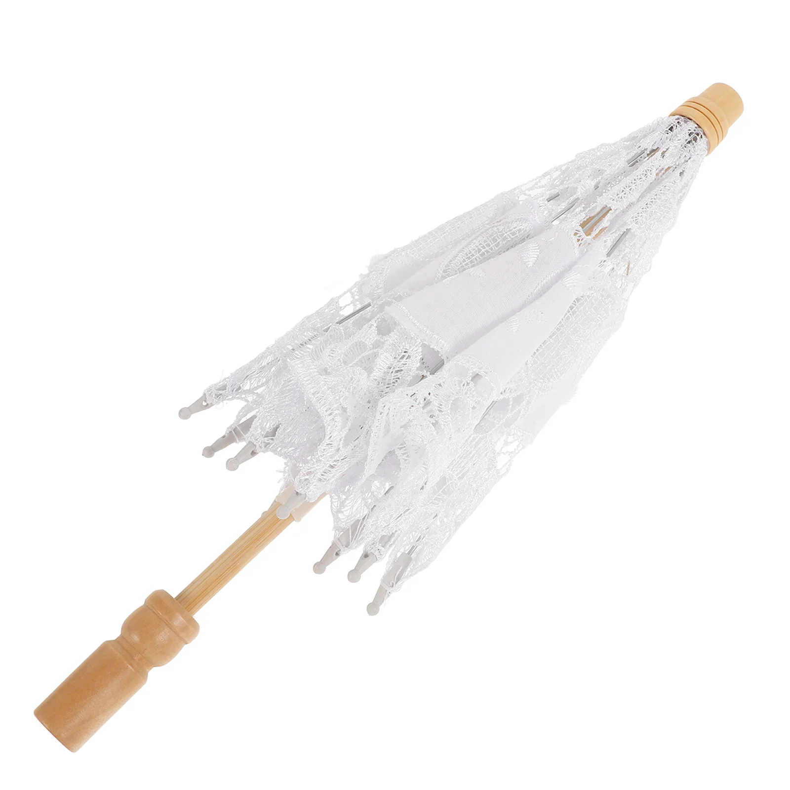 

White Cotton Lace Bridal Umbrella Vintage Parasol Wedding Photography Prop Floral Embroidery Elegant Tea Party Decor