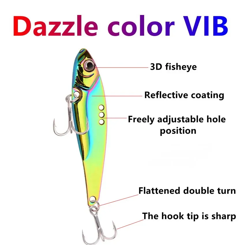 9pcs Long Shot 3D Eyes Metal Vib Blade Fishing Lures 7/10/12/15/18/25G Sinking Vibration Baits Vibe for Bass Pike Perch Fishing