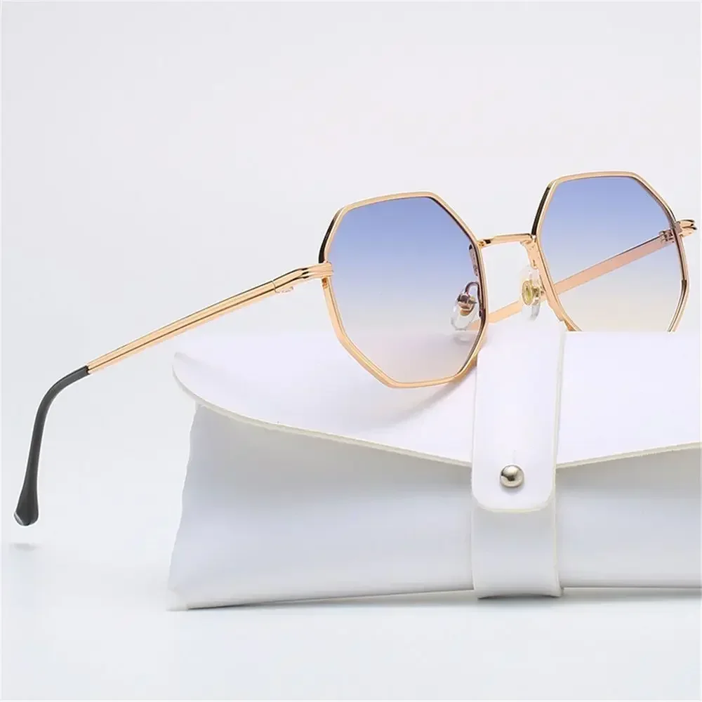 

Vintage Retro Small Frame Sun Glasses Female Fashion Luxury Polygon Oculos De Sol Glasses for Beach Party Trips