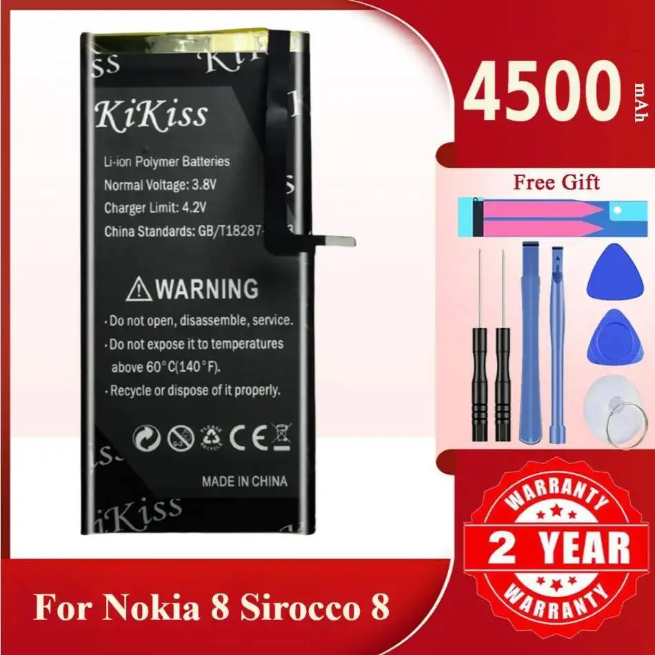 

4500Mah Kikiss Battery HE333 For NOKIA 8 Sirocco Global Dual SIM TD-LTE HMD Avatar