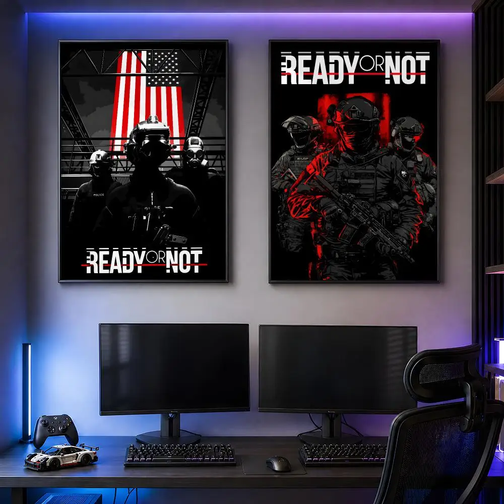 Game Ready Or Not Tactical FPS SWAT Shooter Poster PP Self Adhesive Decorative HD For Garage Gaming Room Living Room Gift