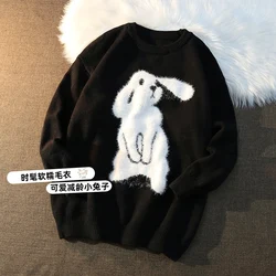 Kawaii White Rabbit Oversized Pullovers Woman Spring Autumn Winter New Japanese Style Girls Cute Loose Sweater Cheap Wholesale