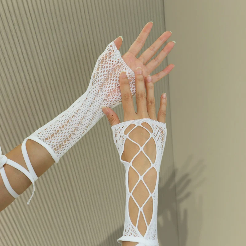 Millennial Y2K Hot Girl Cinturino in pizzo Maniche a mano Primavera ed estate Correttore Guanti a nastro fai-da-te per donna