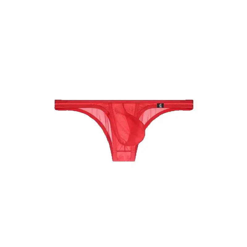 Underwear men's Red briefs low waisted ultra-thin ice fully transparent tight fitting