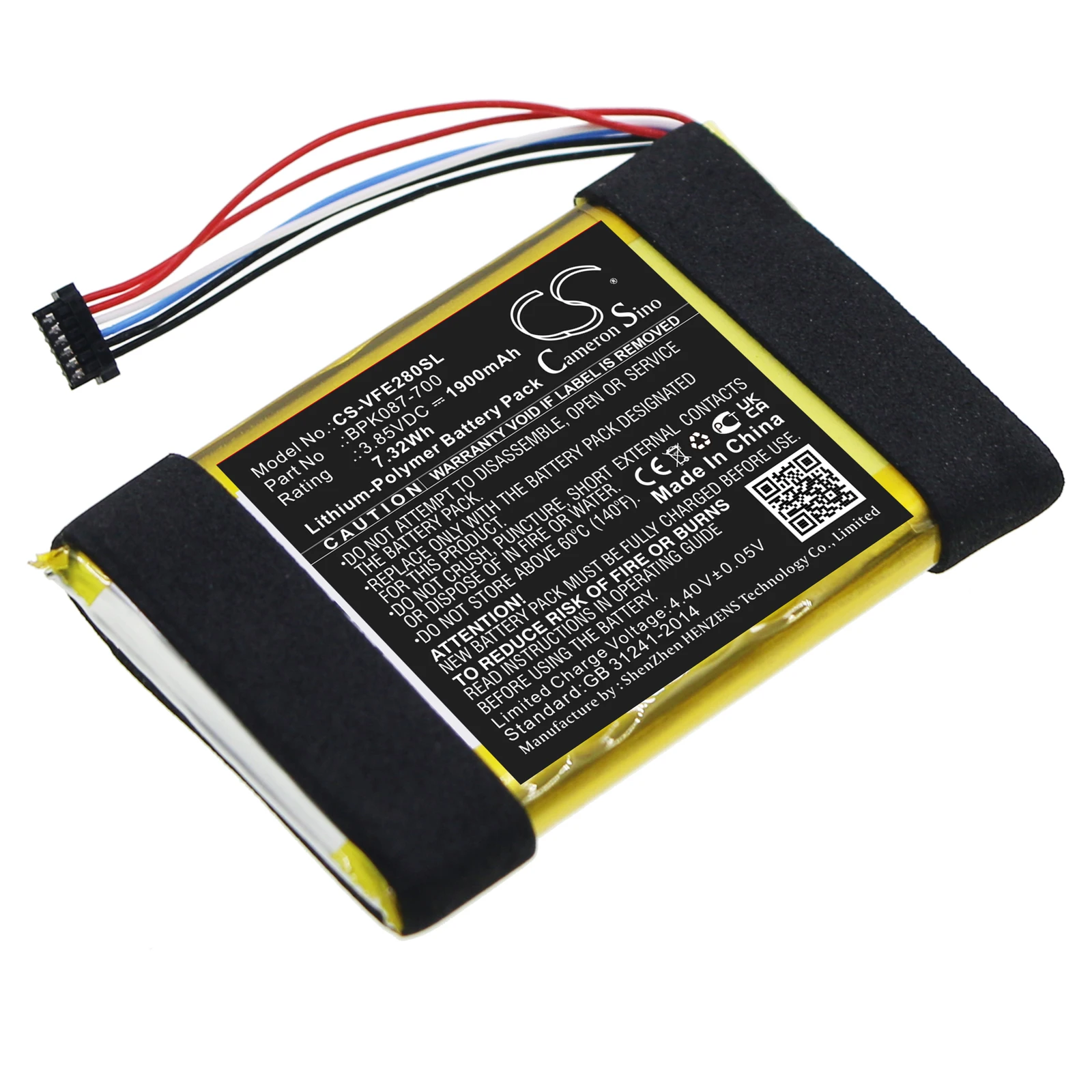 Cameron Sino 1900mAh Battery For Verifone e280  M087-602-11-WWA  BPK087-700