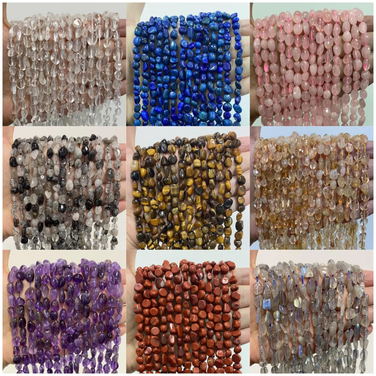6-8mm Natural Stone Nuggest Irregular Beads Loose Spacer Crystal Bead for Jewelry Making Diy Necklace Bracelet Accessory15 Inch