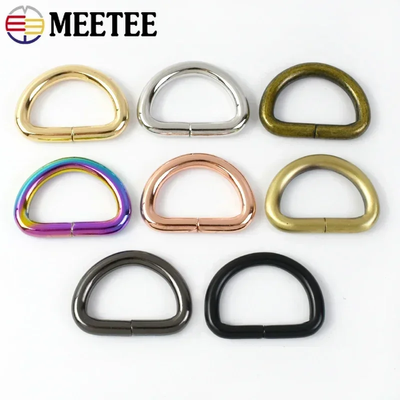50pcs Meetee 12-50mm D Rings Metal Buckles for Webbing Bag Strap Adjuster Buckle Dog Collar Clasp DIY Hardware Accessories