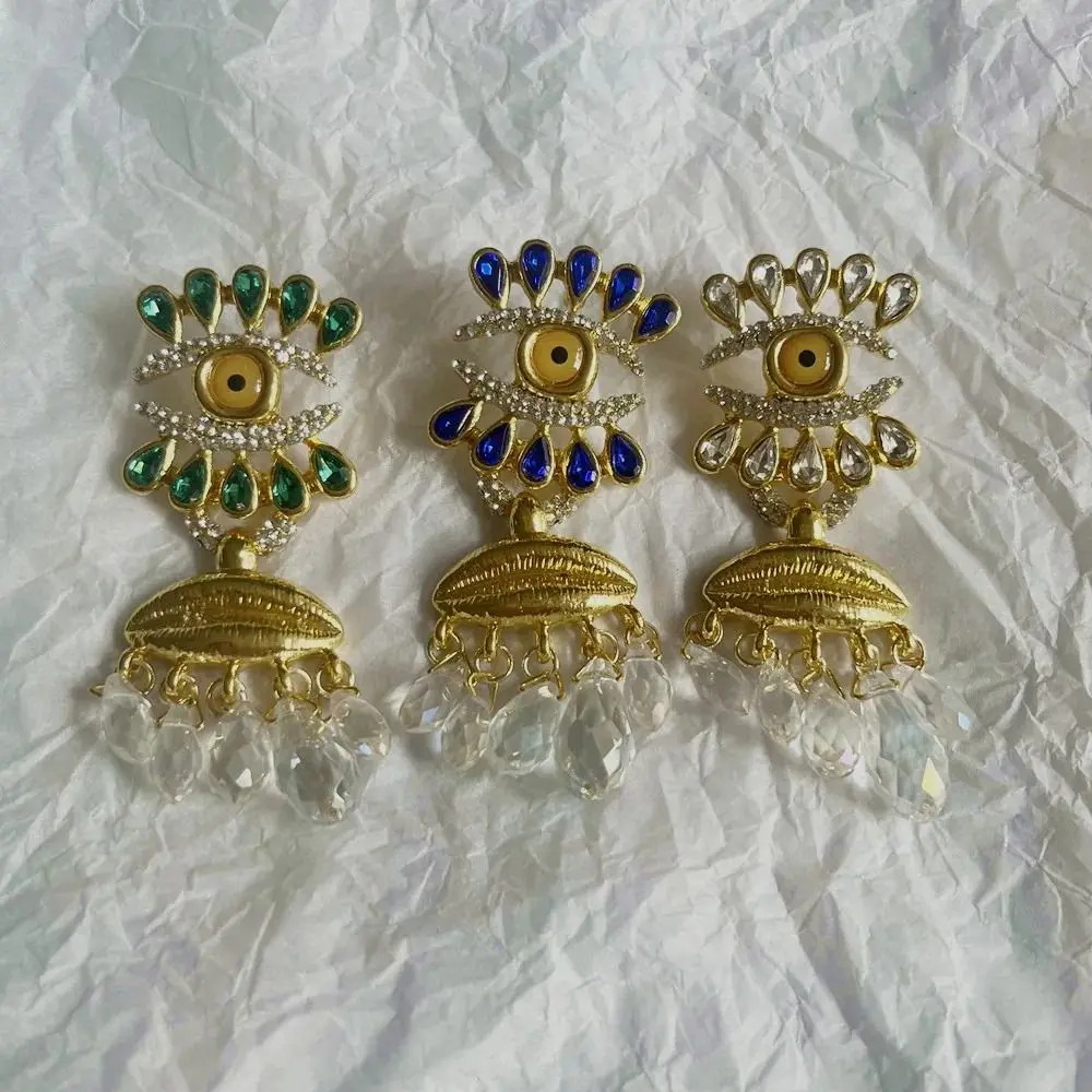 

Vintage Devil Eye Earrings Water Droplet Ear Jewelry Pearl Drop Earrings Accessories Long Tassel Exaggerate Earring Party