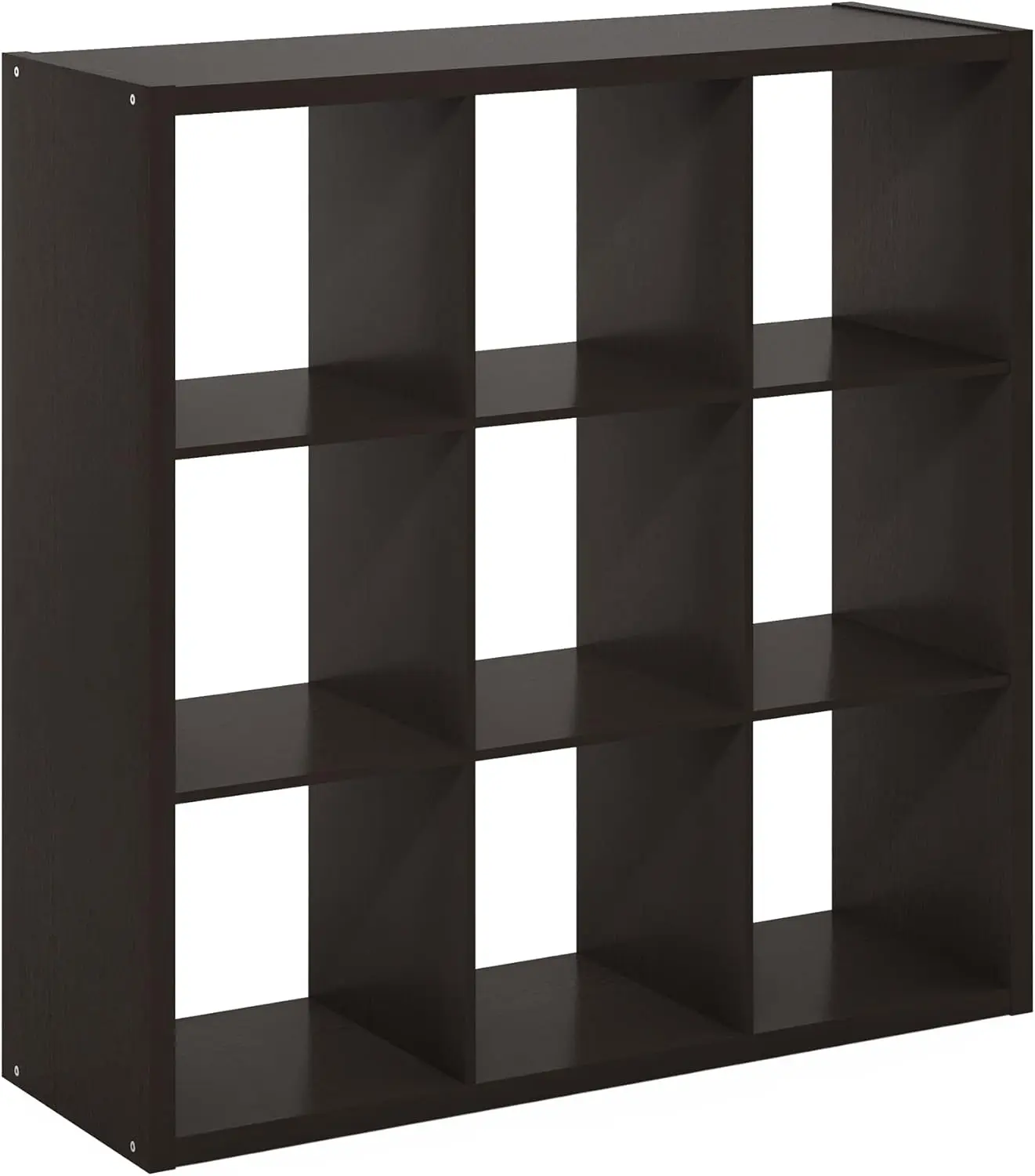 Open Back Decorative Cube Storage Organizer, 9, Dark Oak