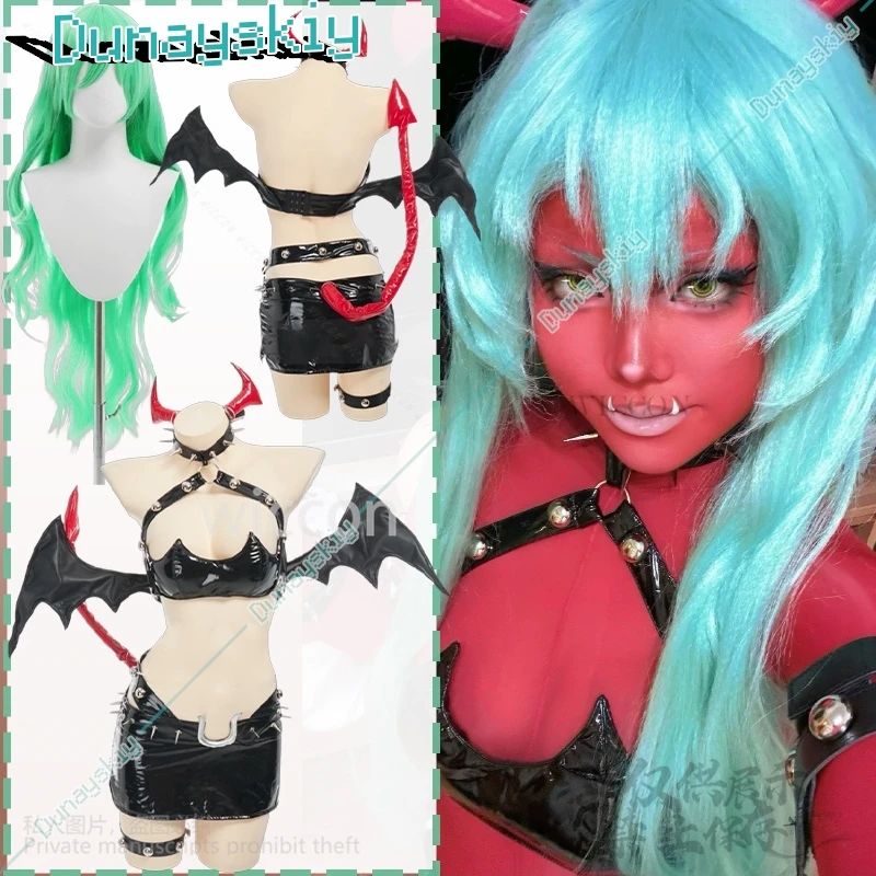 

Scanty Cosplay PANTY & STOCKING With GARTERBELT Anime Costume Nightclub Queen Patent Leather Demon Sexy PU Tight Suit Halloween