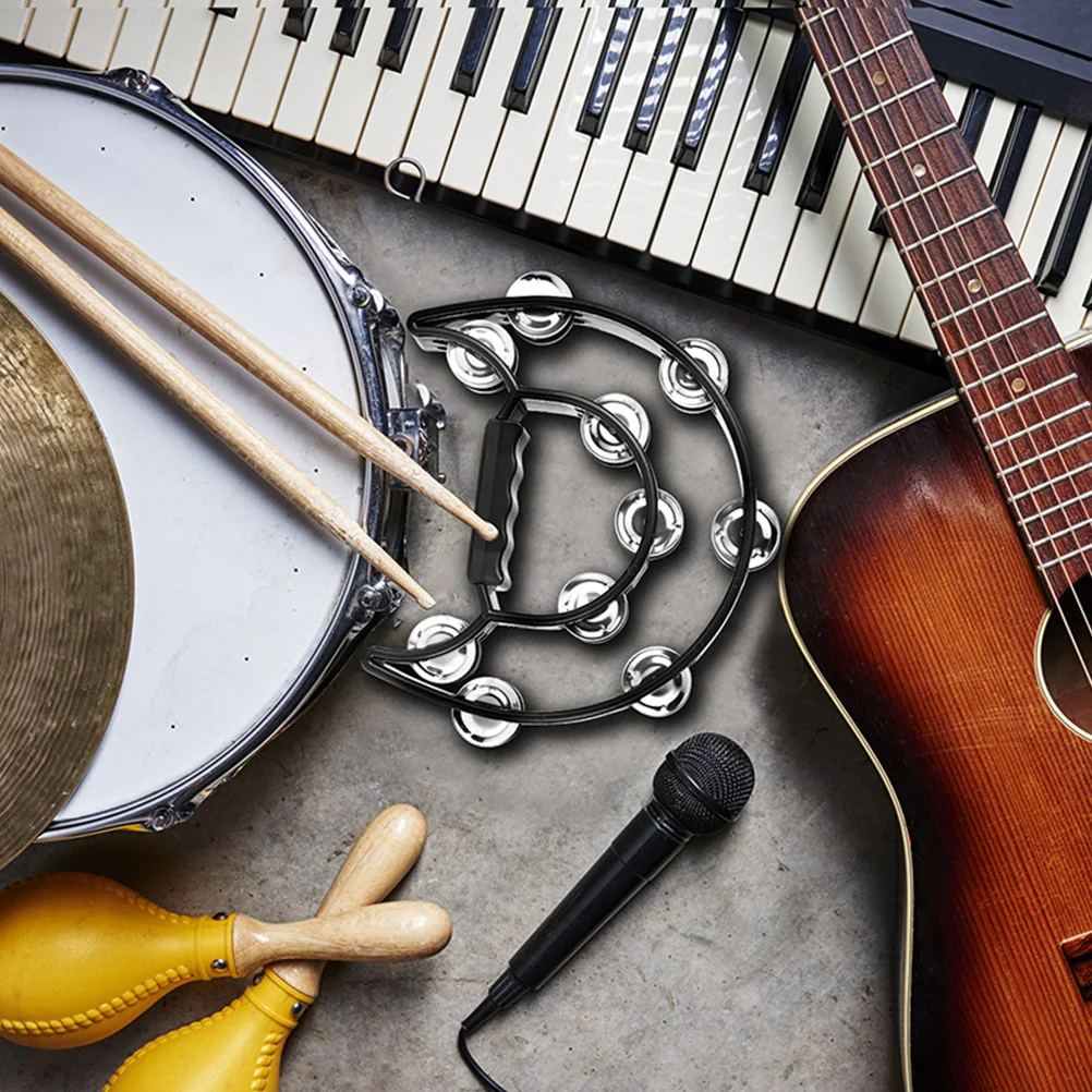 

2pcs H Bell Instruments Baby Musical Bells for Beginners Western Percussion Plastic Black Shaking Tambourine Music