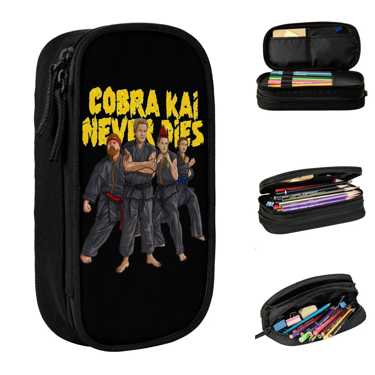 cobra kai estojos de lapis escolares nunca mora drama caixa de caneta bolsas de lapis grande armazenamento para estudantes meninas e meninos cosmeticos novos 01