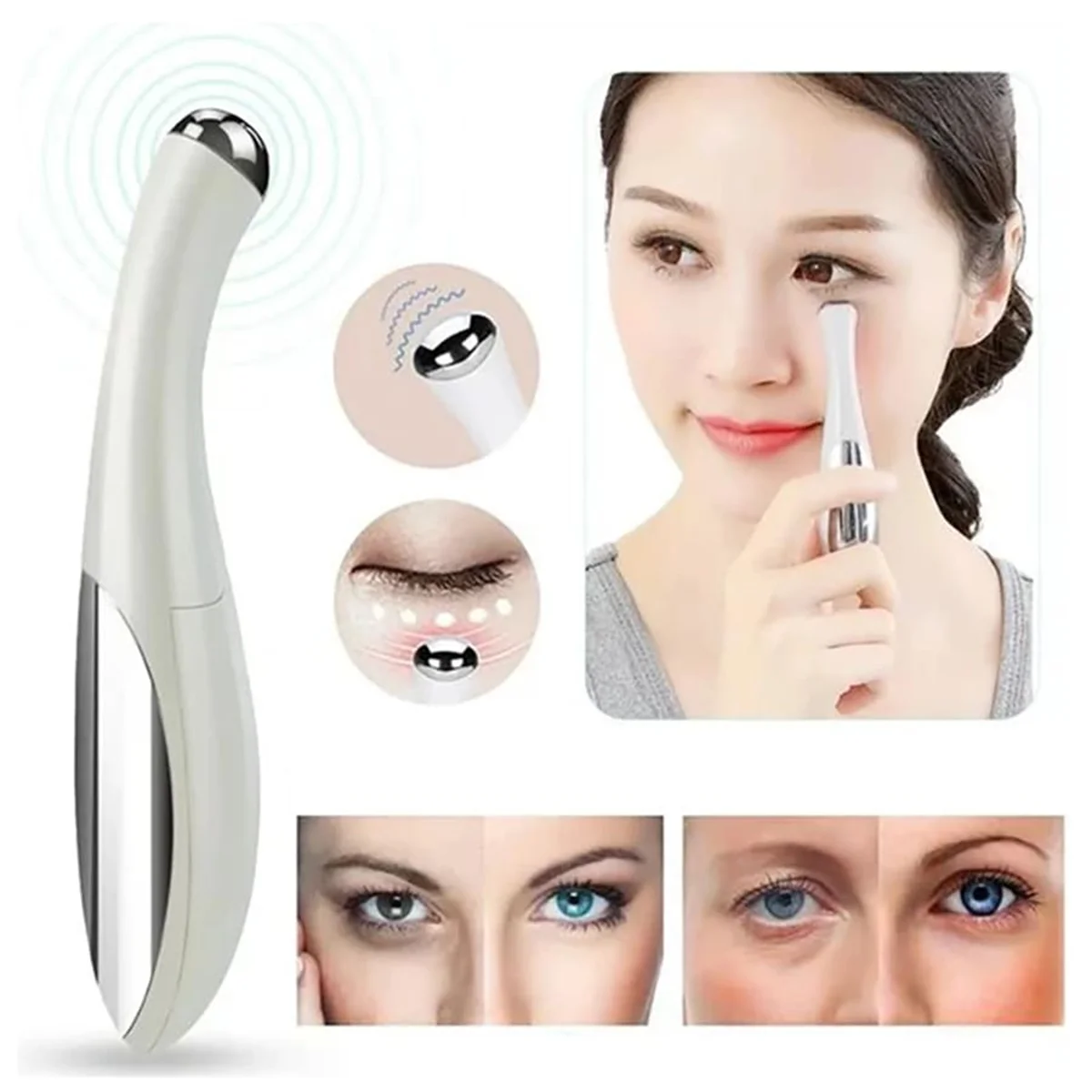 Massageador ocular elétrico para vibração, remoção de rugas, antienvelhecimento, massagem ocular, remoção de olheiras, beleza, cuidados com os olhos