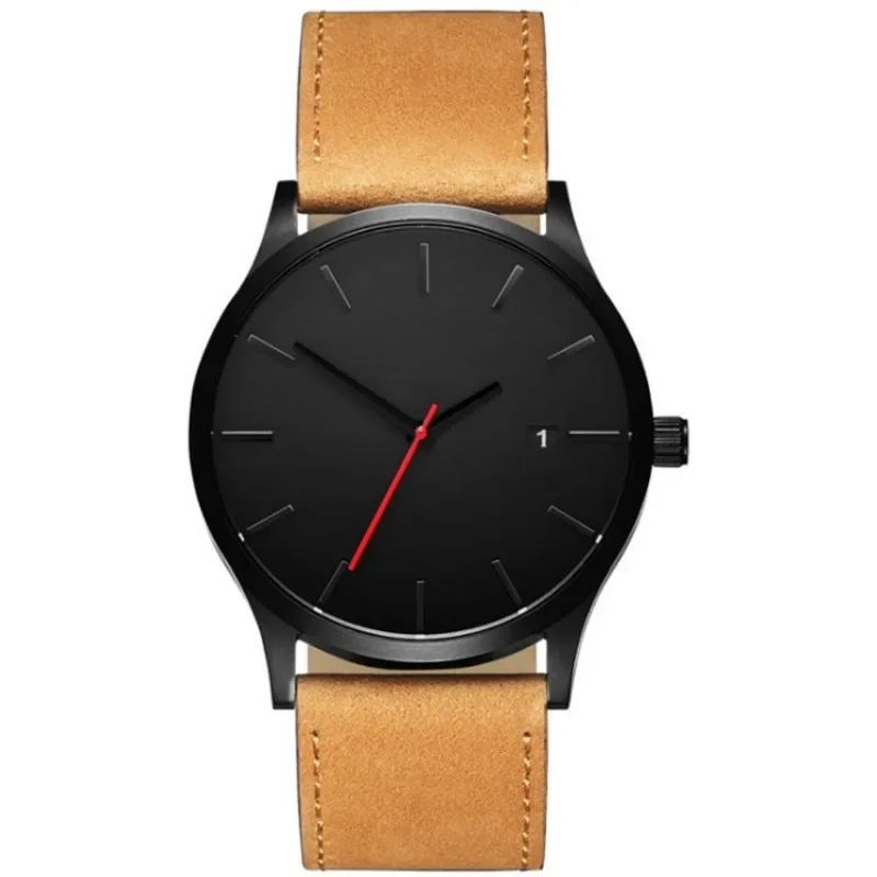 2024 Men's Fashion New Simple High-end Personality Portable Sports Leather Strap Complete Calendar Quartz Watch