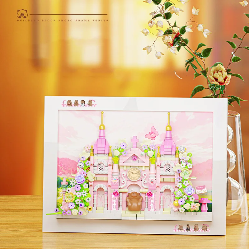 Magnetische fotolijst bouwstenen Capybara bruiloft winkel kerk figuur model gemonteerd mini baksteen speelgoed voor kinderen kerstman cadeau