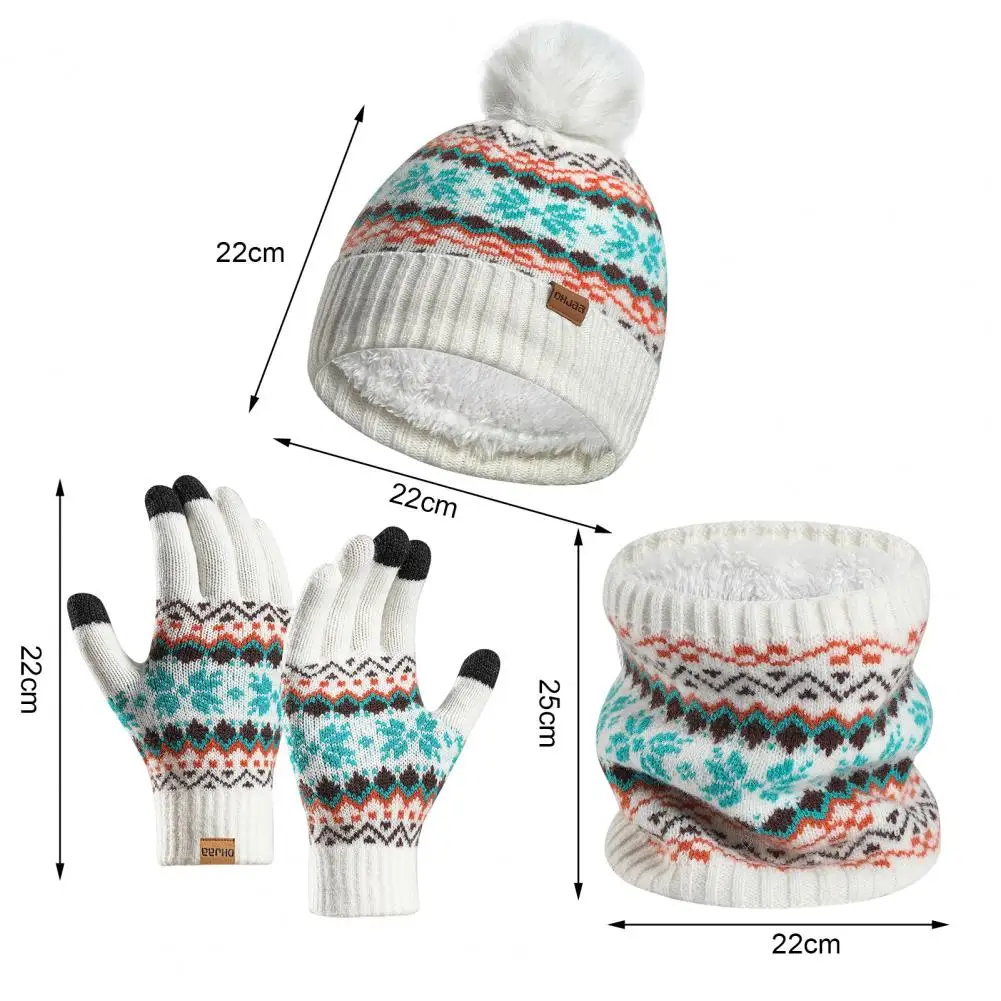 3 pçs unisex inverno gorro cachecol luvas conjunto grosso de pelúcia malha quente boné luvas elástico à prova vento ao ar livre cúpula pescoço envoltório conjunto ﻿