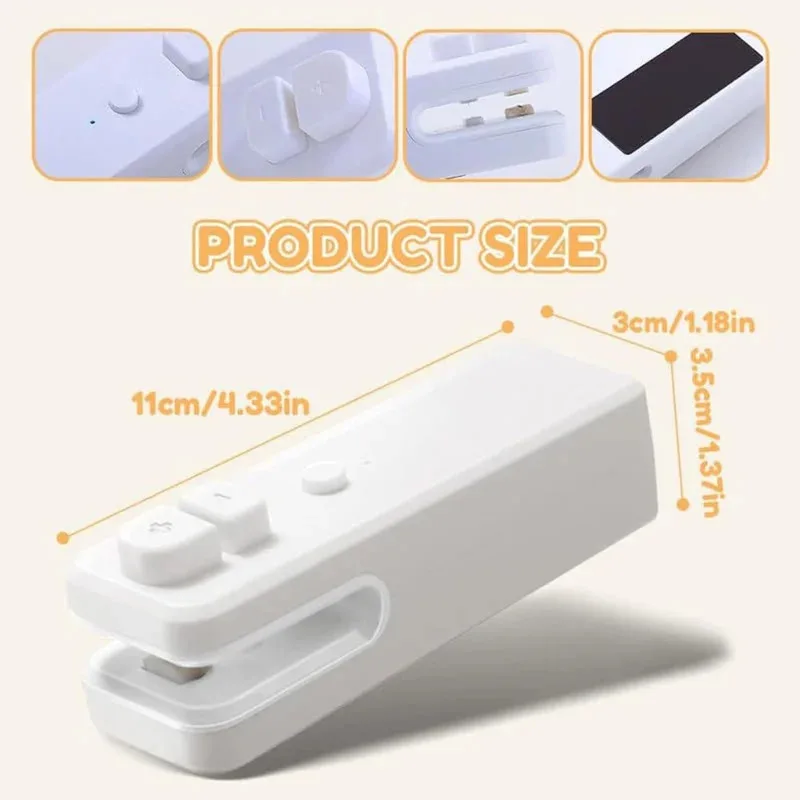 Venduto fuori magazzino Mini sigillatrice per sacchetti 2 in 1 e taglierina Sigillatrice per sacchetti Sigillatrice termica Sigillatrice sottovuoto ricaricabile USB Sigillatrice per alimenti portatile