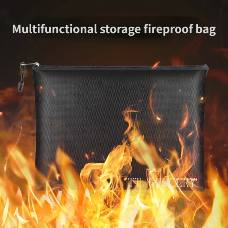 Portable Fireproof & Waterproof Document Envelope File Folder Cash Pouch Fireproof Money Bag Lipo Safe Bag for Home Office S/M/L