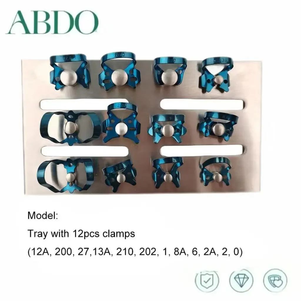 Dental Endodontic Rubber Dam Clamps Restorative Barrier Clip Holder Stainless Steel Tray Holder Dentist Surgery Equipment 1 Set