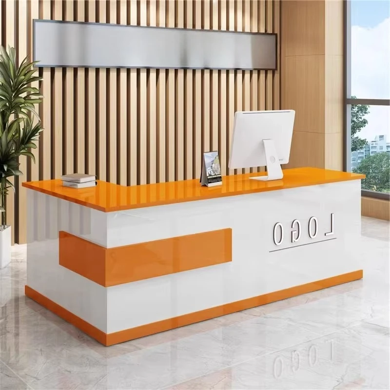 *Corner Bar Counter, Painted Information Desk, Convenience Clothing Store Cashier Counter, Minimalist Modern Reception Desk