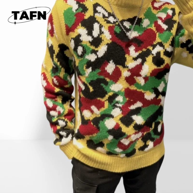 メンズ向けトレンド無地ニットセーター、冬用暖かくてファッショナブルなクルーネックニットセーター、時代を超越したスタイルAH1642