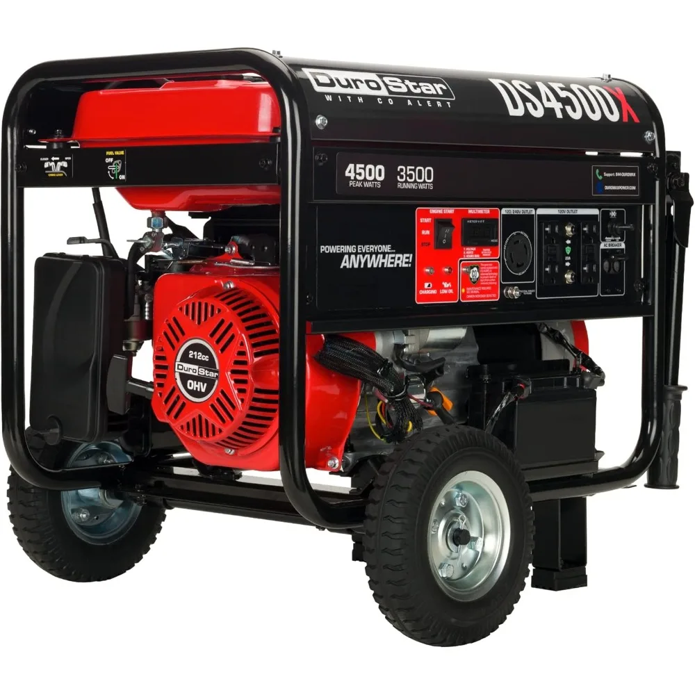 

Dual Fuel Portable Generator-4850 Watt Gas or Propane Powered Electric Start-Camping & RV Ready, 50 State Approved, Red/Black