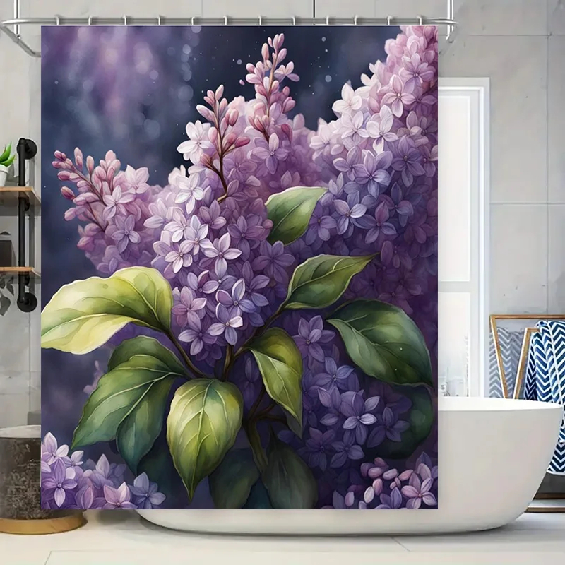 

Фиолетовый сиреневый занавеска для душа с цветочным принтом лаванды, декор для ванной комнаты, 3D цифровая печать, водонепроницаемая ткань, набор ковриков для ванной, домашний декор