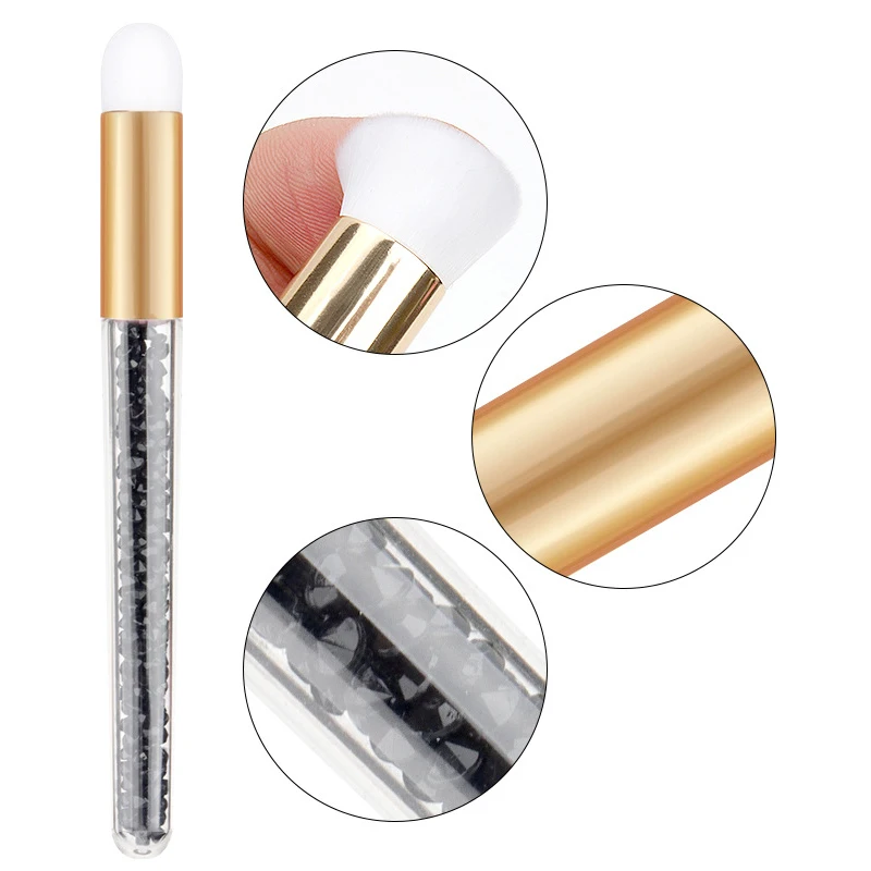 Transparent Diamond Handle Lip Brush Lipstick Smudge Brush Round Head Concealer Brush Women Professional Beauty Makeup Tools