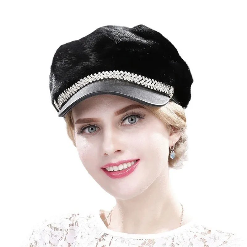 ريال فرو منك قبعة الشتاء النساء الدفء 100% حقيقية فرو المنك القبعات الجودة الطبيعية الإناث موضة فرو المنك قبعة سيدة قبعة في الهواء الطلق #3