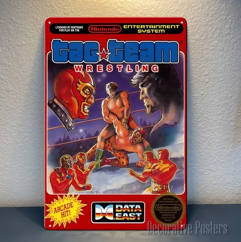 Y1,Tag Team Wrestling Retro Video Game Metal Poster - 20x30cm Sign