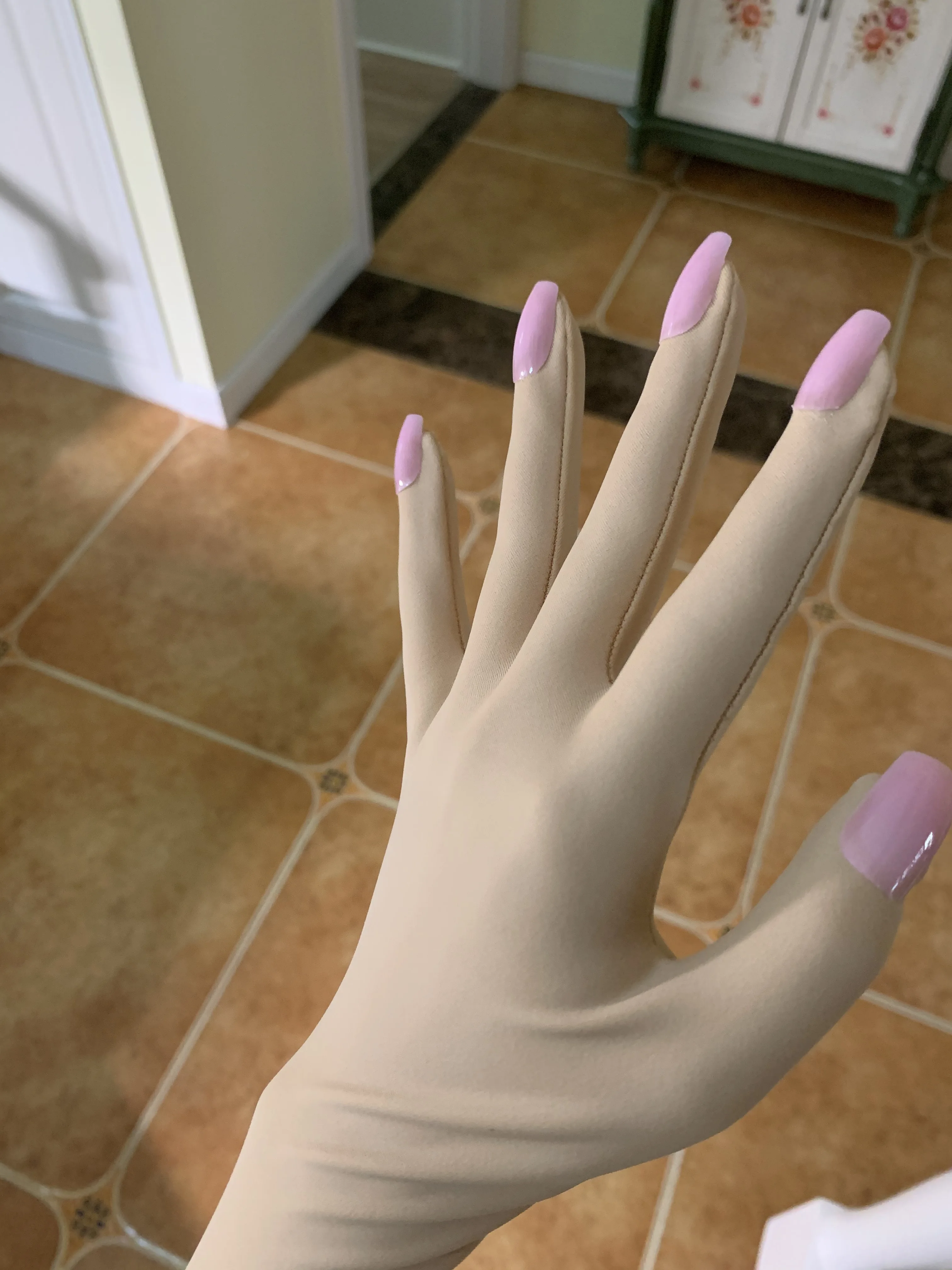 Crossdress Luxury Customzie Pink Flesh Spandex Zentai Nail Gloves Fetish Men's Cosplay Kigurumi Long Gloves With Nails Service