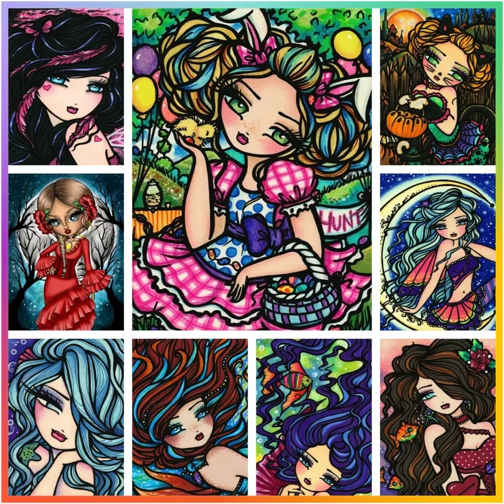 Langhaariges Mädchen Mosaik-Stickerei Bilder Diamant-Malerei Kreuzstich Heimdekoration 5D DIY Kunst Neue Kollektion