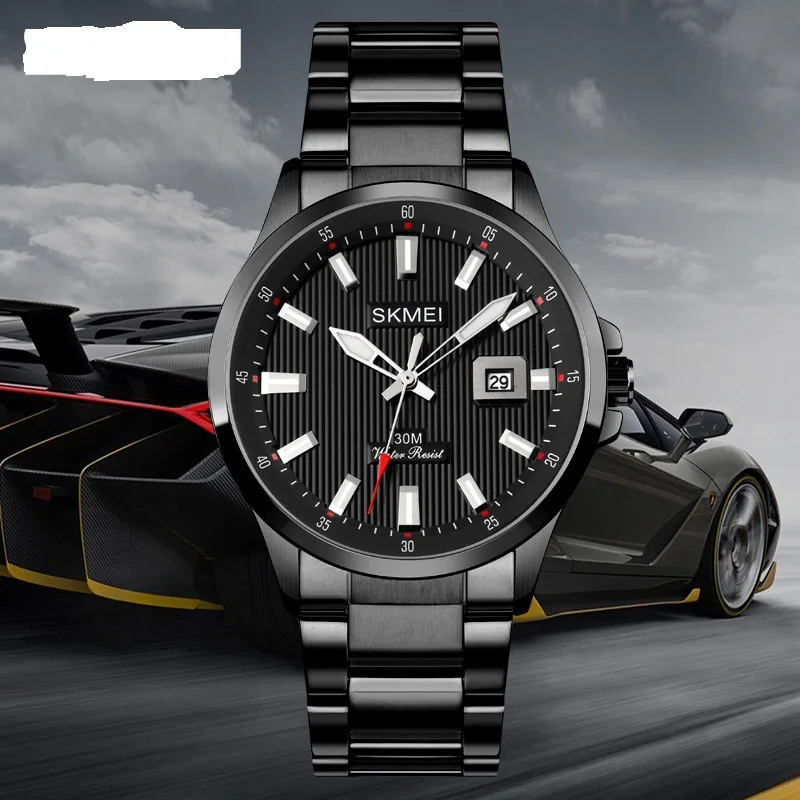 Fashion Men Date Time Luxury Quartz Watches Three Dimensional Texture Dial Male Stainless Steel Wrist Watches