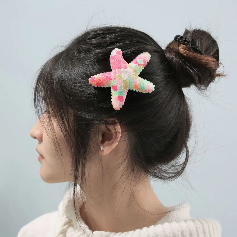 Starfish Hair Clips Sequins Hair Pins Glitter Sea Shell Beach Hair Accessories Sea Star Alligator Hair Clips Ocean series