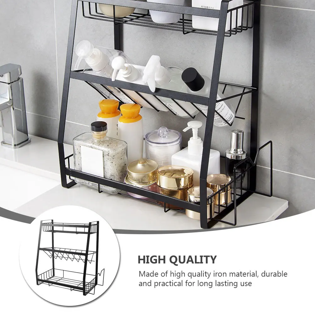 

1Pcs Iron Spice Rack Three-Layer Kitchen Organizer Practical Storage for Jars Utensils Home Buffet Coffee Shop Bar