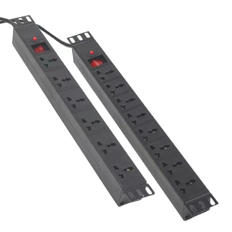 PDU Cabinet Power Strip com Interruptor, Tomadas Universais, Proteção Contra Sobrecarga Relâmpago, Soquete de Extensão, 19 Polegadas Hight Power, 6 AC, 8AC