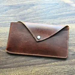 Handmade Pure Leather Men Wallet for Phone Checkbook Holder Long Leather Purse for Men Custom Pure Leather