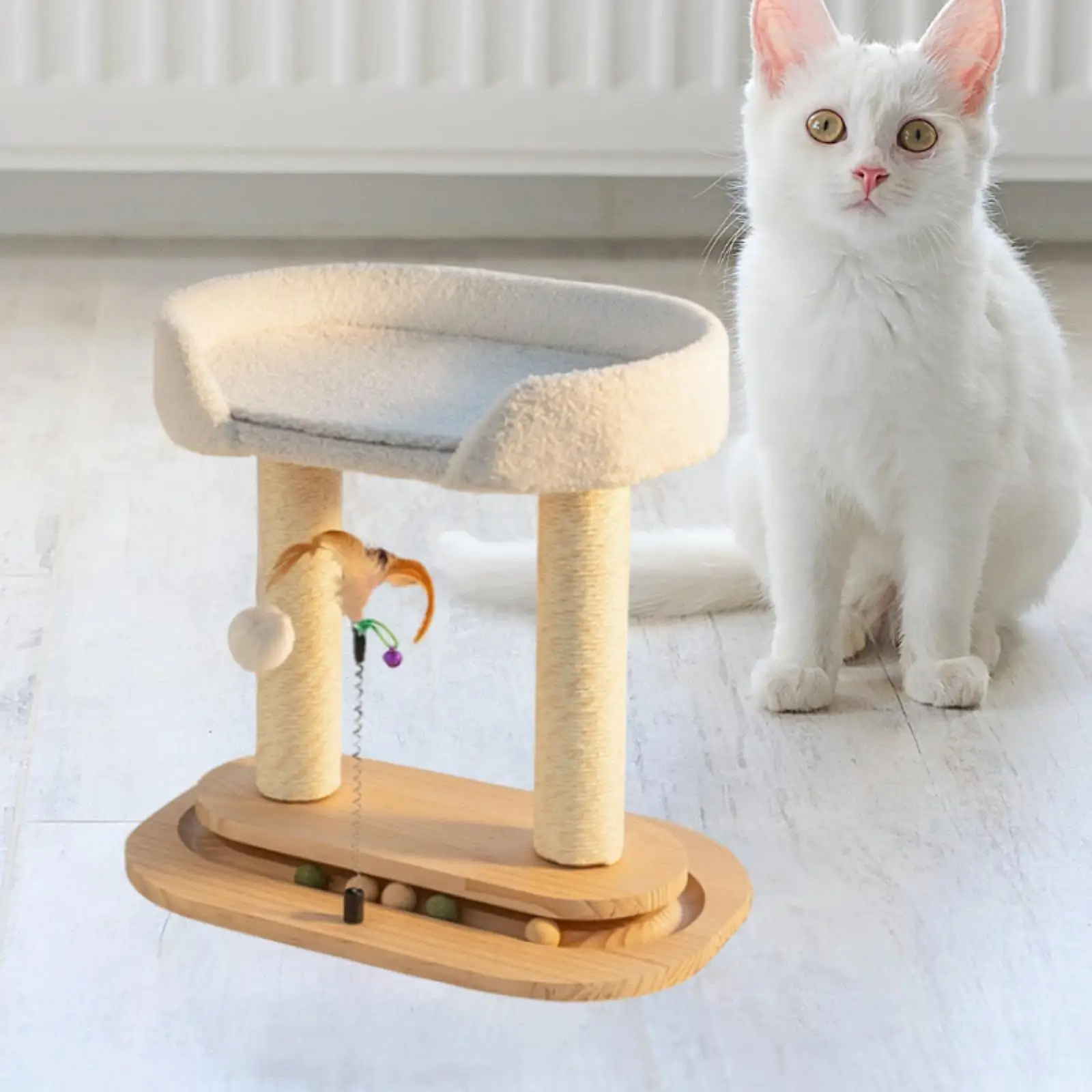 Cat Scratcher Double Levels Double Turntable Cat Bed Interactive Toy Grind Claws Cute for Indoor Cats Cat House Cat Scratch Post