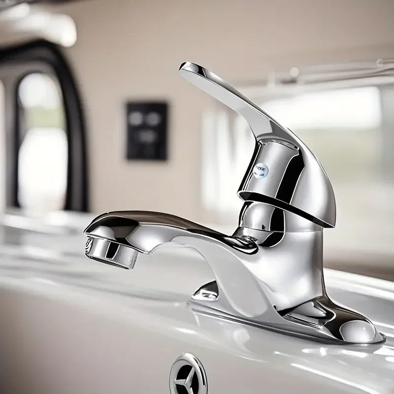 Bathroom Faucet Double-Hole Basin Hot And Cold Water Faucet Deck Mounted Chromed Toilet Bathroom Plastic Steel Sink Mixer Tap