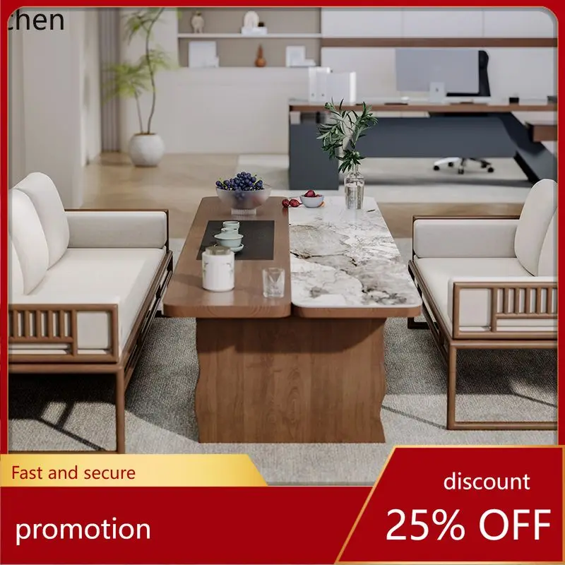 

HT New Chinese Style Solid Wood Sofa Coffee Table TV Cabinet Full Set Combination Elegant Modern Simple Furniture Villa