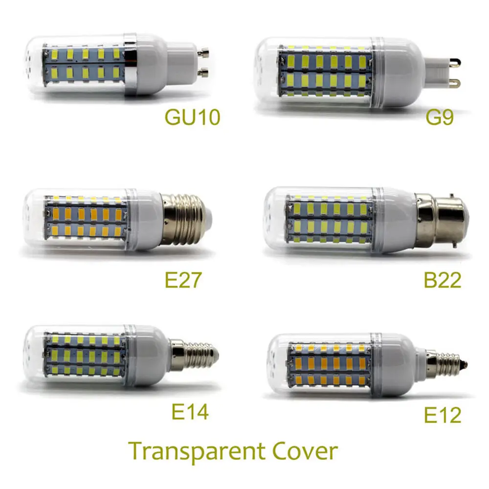 

2pcs LED Lamp E12 E14 B15 B22 E27 G9 GU10 LED Bulb 5730SMD Corn Bulbs 24 36 48 56 69 72LEDs Chandelier Candle LED Light 110/220V