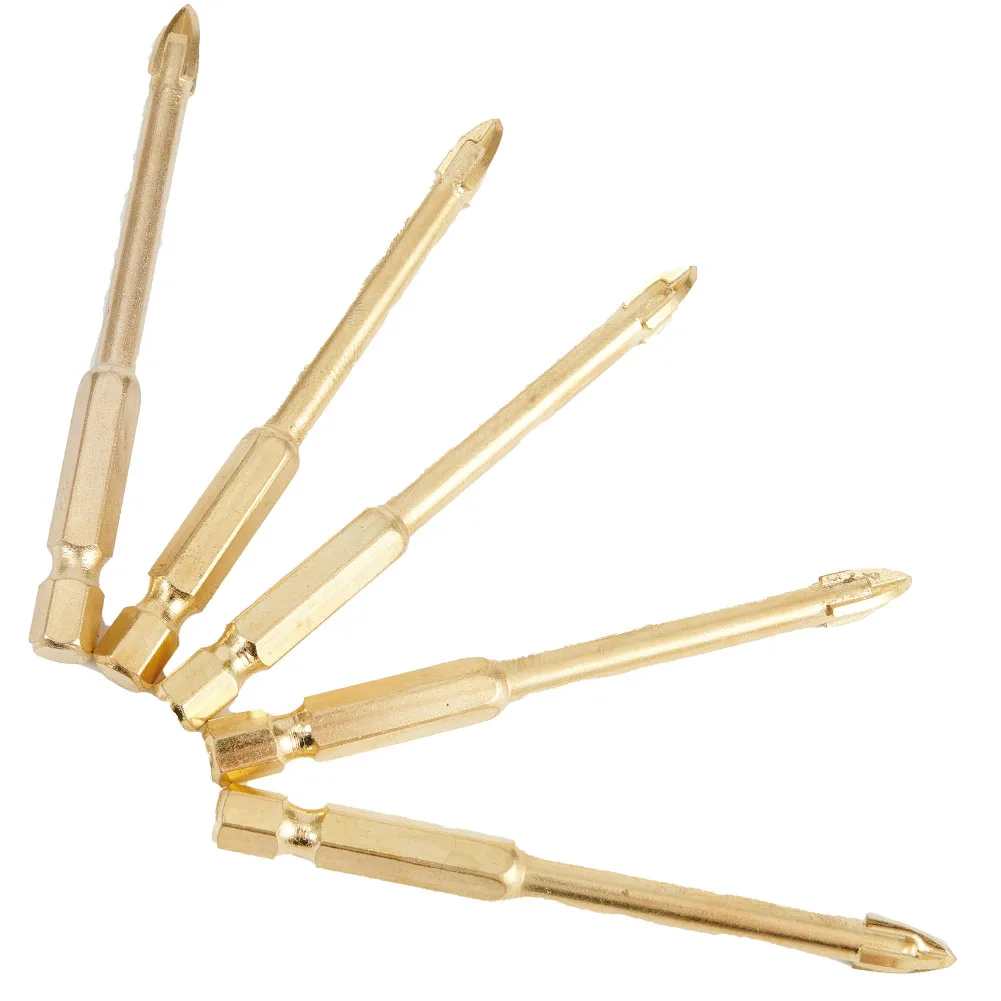 Bits Drill Bits Glass Drill Accessories Metal Strong Toughness Tile Marble Tools 5pcs/Set With 4 Cutting Edges