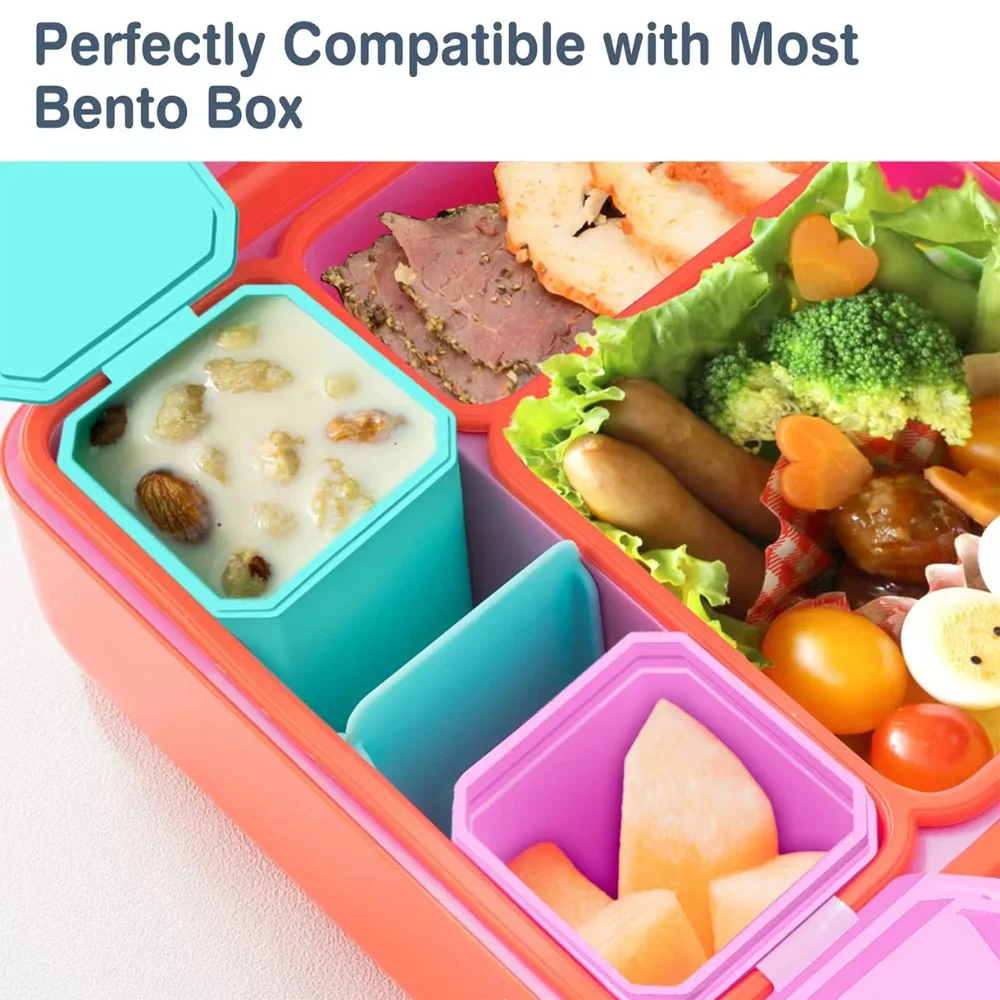 Lunch Box for Kids Salad Dressing Container Non-stick Silicone One-piece Lunch box with Lid Reusable Bento box  Ice Cube Mold