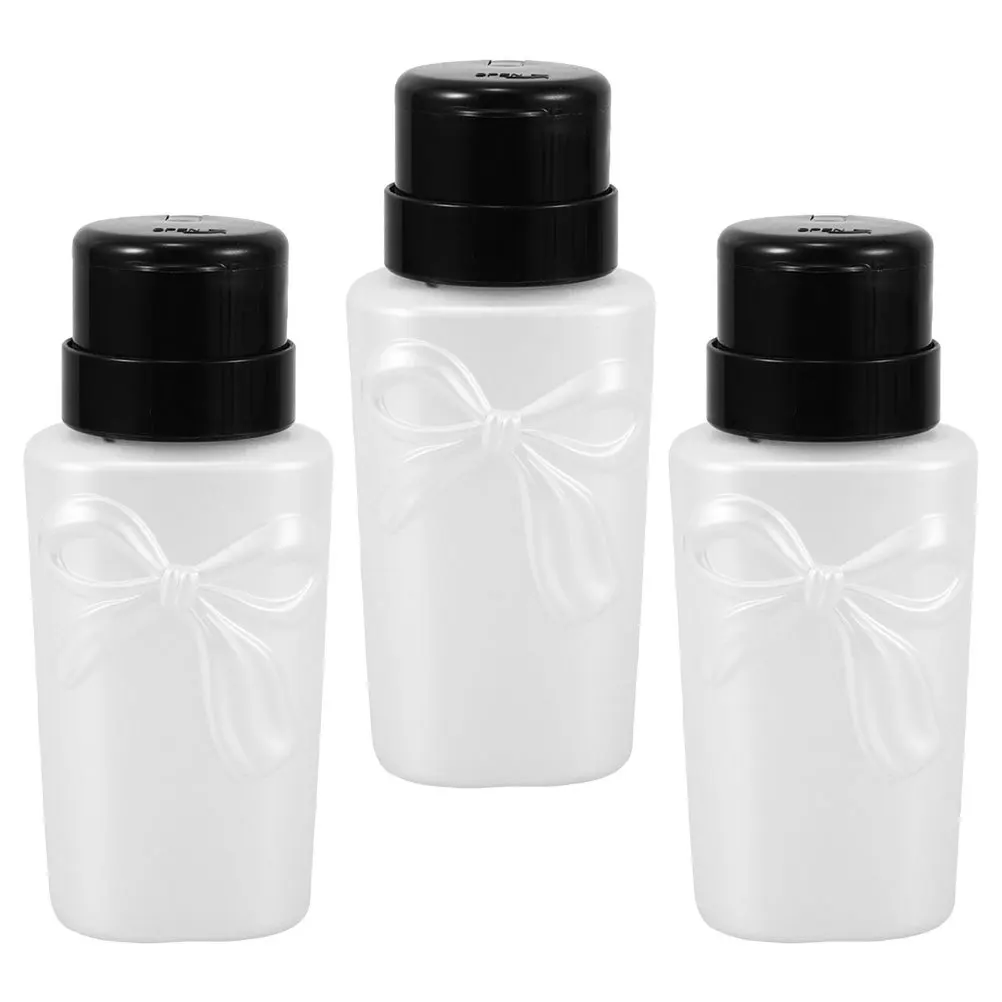 3 bottiglie per rimuovere lo smalto con pompa con serratura, dispenser a pressione ricaricabile, contenitore in plastica a tenuta stagna per manicure da viaggio