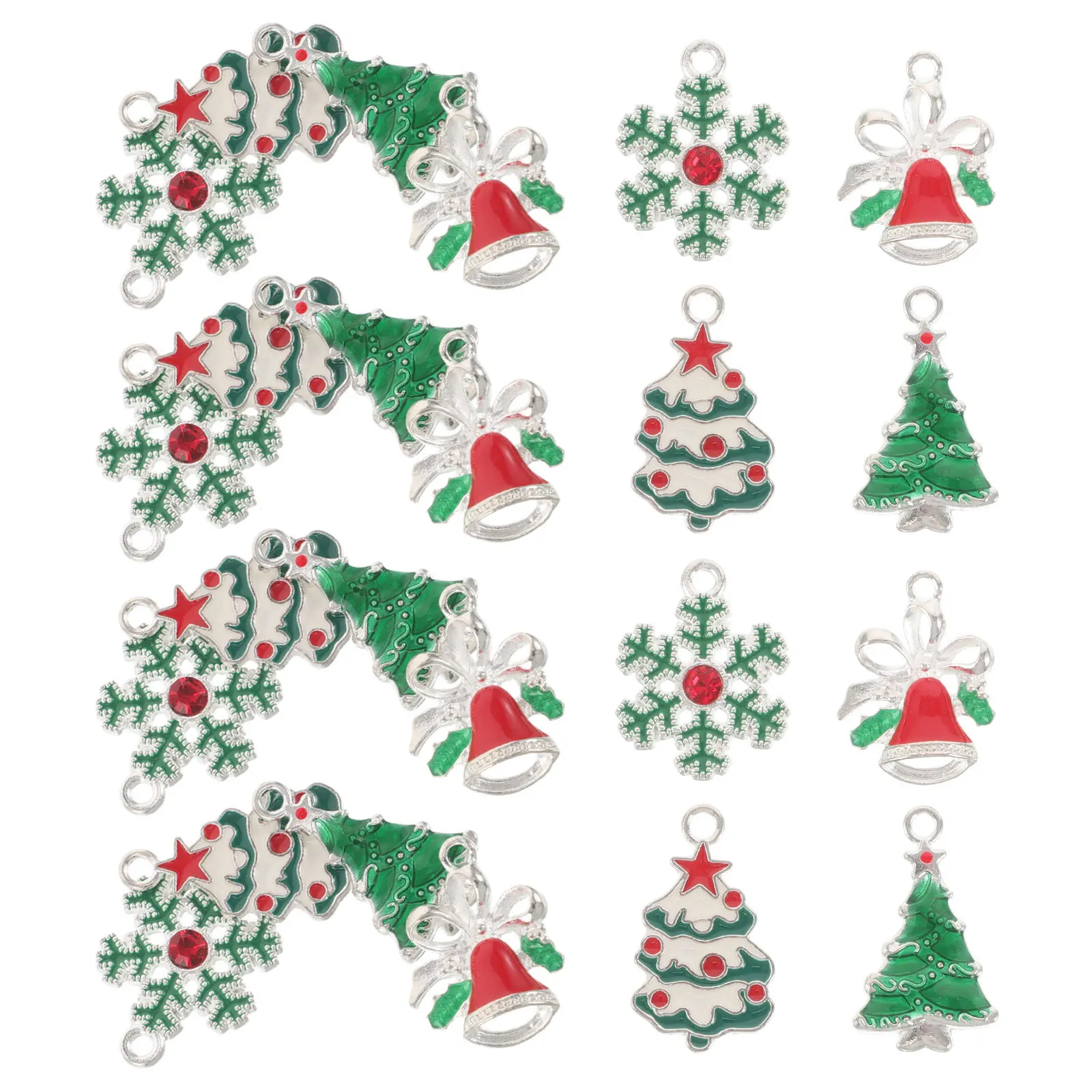 24Pcs Christmas Tree Charms Alloy Assorted Snowflake Bell Pendants DIY Jewelry Crafts Necklace Bracelet Supplies